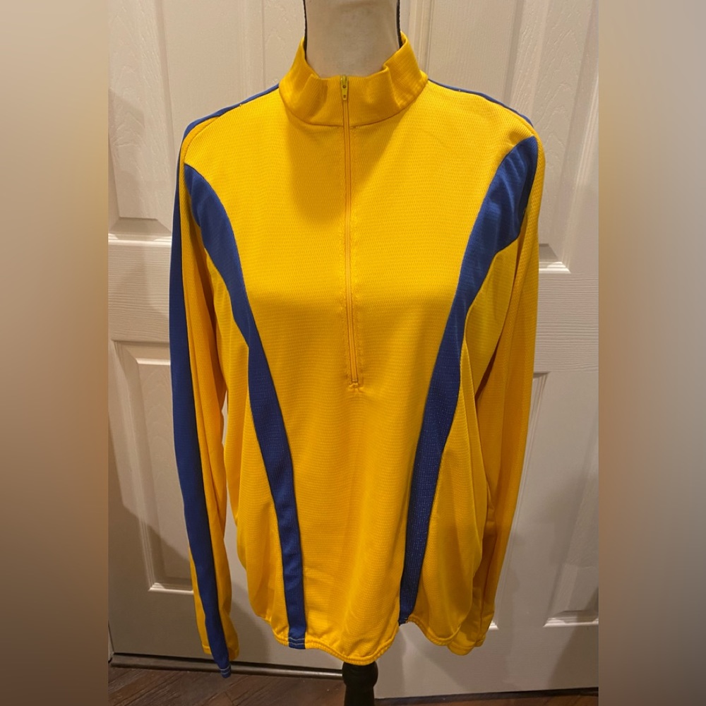 XXL Performance Yellow and Blue half zip long sleeve cycle shirt